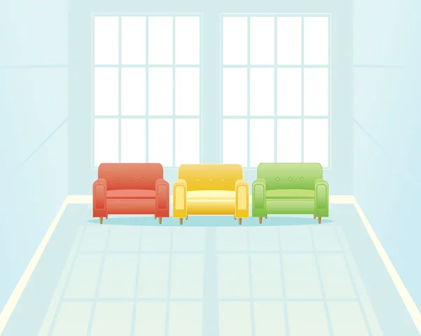 Waiting room with window — Stock Vector