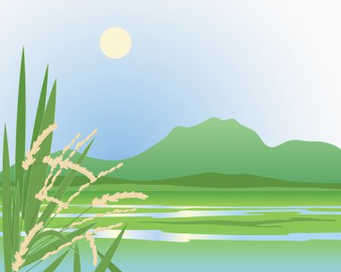 Paddy field background clipart