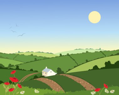 Country cottage in summer clipart