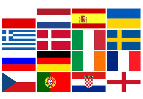 Banderas de la selección Campeonato Europeo de Fútbol 2012 — Foto de Stock