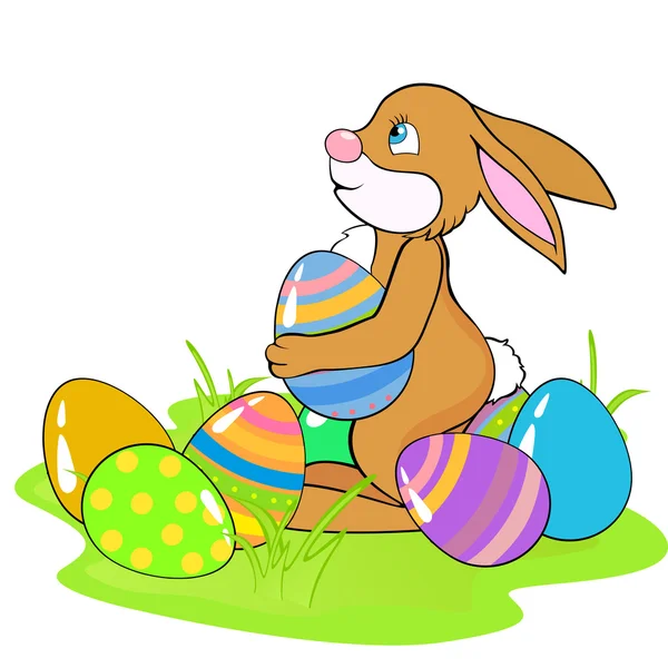 Conejo de Pascua con huevo — Vector de stock