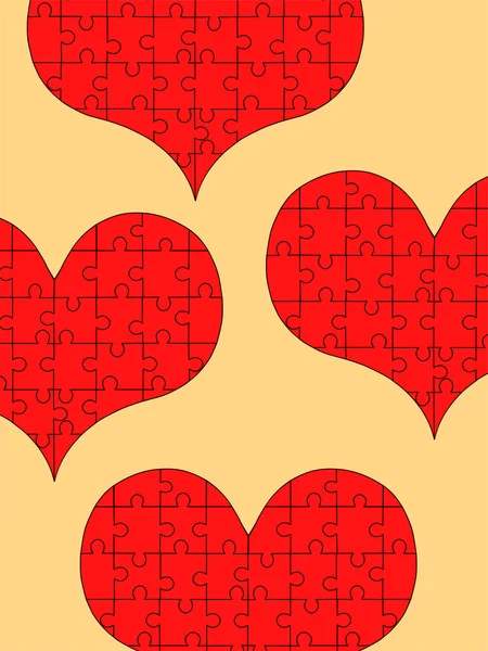 Puzzle corazones — Vector de stock