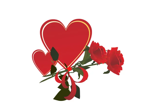 Hjärtan och rosor — Stock vektor