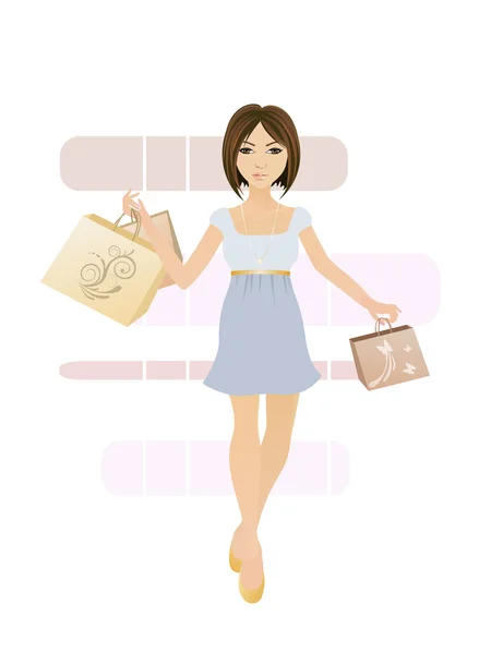 Κορίτσι ψώνια — Διανυσματικό Αρχείο