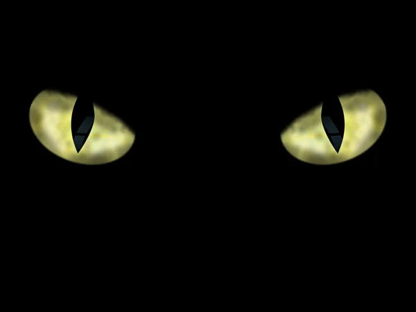 Perigosos olhos de gato selvagem, em fundo preto Ilustratio — Fotografia de Stock