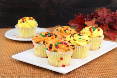 Cupcakes decorated for fall clipart