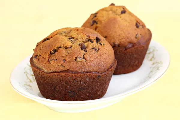 Muffins aux pépites de chocolat à la citrouille en macro avec mise au point sélective — Photo