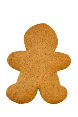 One plain blank gingerbread cookie on white with copy space. clipart