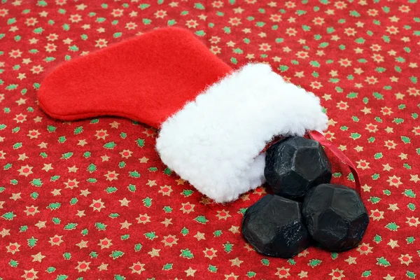 Christmas Stocking with Coal — Stock Photo, Image
