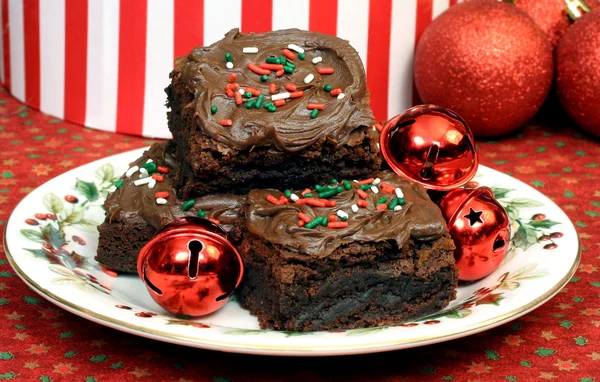 Schokoladenweihnachtsbrownies — Stockfoto