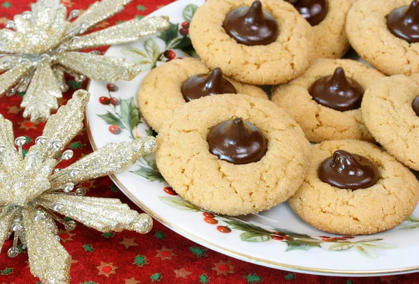 Pindakaas bloesem cookies met snoep center — Stockfoto