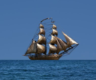 Sailing ship under full sail - Russian 18-gun brig Mercury of B clipart