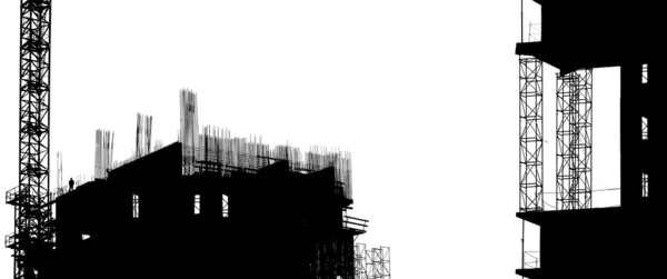 Bouwmachines en onderdelen van een gebouw in aanbouw — Stockfoto