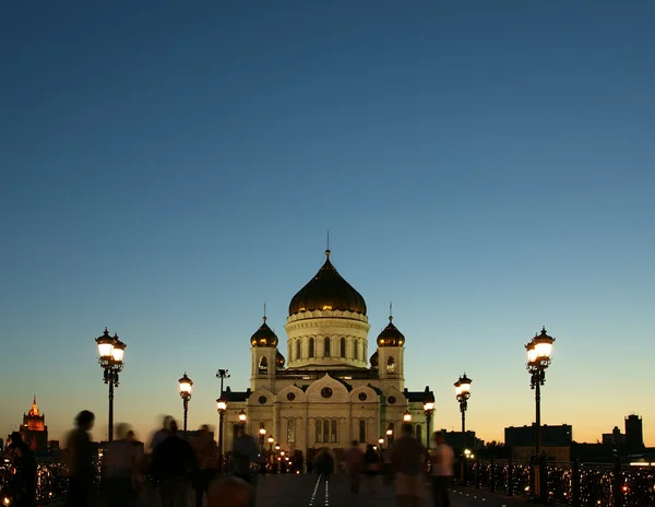 Noční pohled na Krista Spasitele katedrála, Moskva, Rusko — Stock fotografie