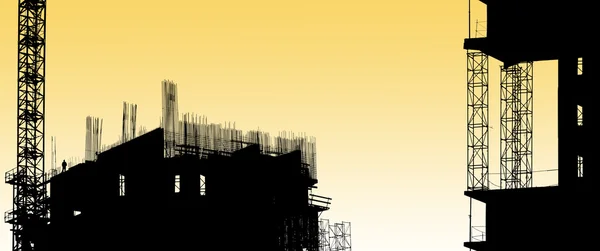 Byggnadsutrustning och delar av en byggnad under uppförande — Stockfoto
