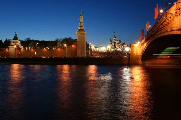 Rosja, Moskwa. nocny widok na Kreml — Zdjęcie stockowe