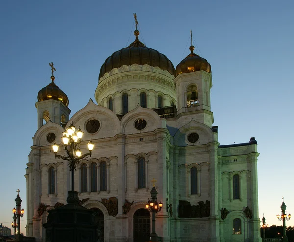 Nachtansicht der Christ-Erlöser-Kathedrale, Moskau, Russland — Stockfoto