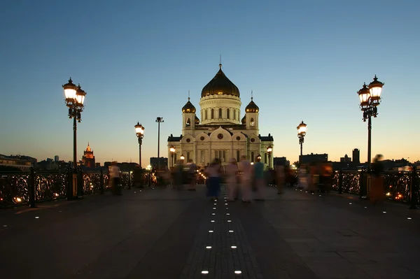 Wgląd nocy Chrystusa Zbawiciela katedry, Moskwa, Federacja Rosyjska — Zdjęcie stockowe