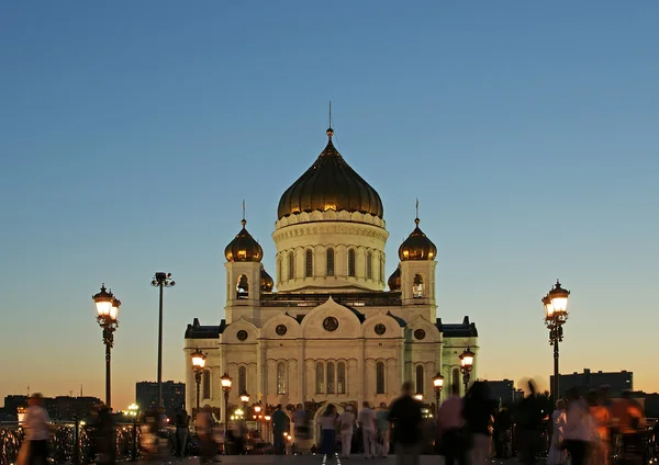 Nachtansicht der Christ-Erlöser-Kathedrale, Moskau, Russland — Stockfoto