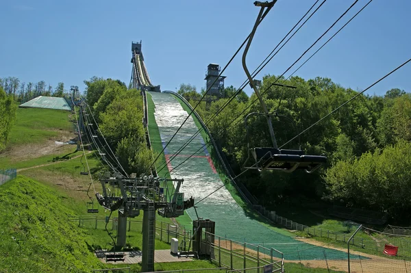 stock image The ski jump and a cable car, Sparrow Hills, Moscow, Russia