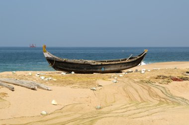 Balık ağı okyanus üzerinde. Kovalam, kerala, Güney Hindistan