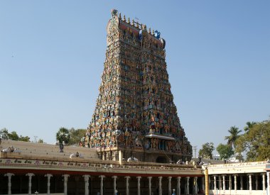 Inside of Meenakshi hindu temple in Madurai, South India clipart