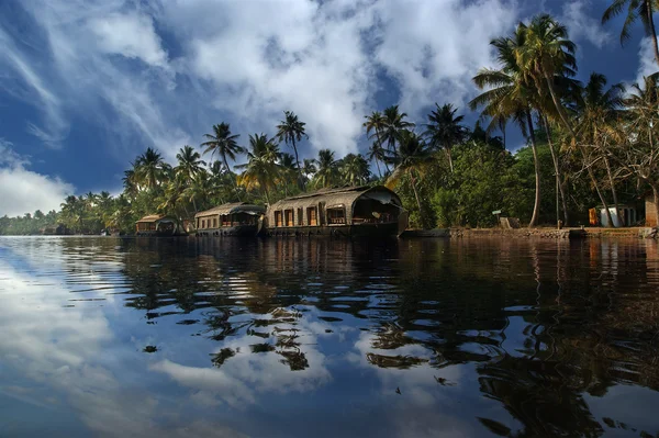 Dom łódź w Rozlewiska Kerali (Indie) — Zdjęcie stockowe