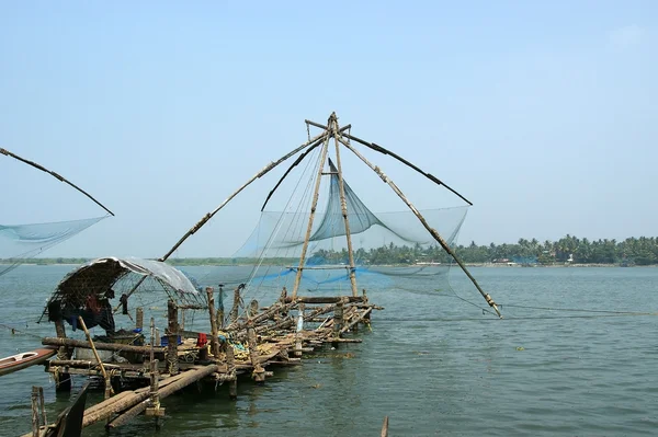 Chinese fishing nets. Vembanad Lake, Kerala, India — Stock Photo, Image