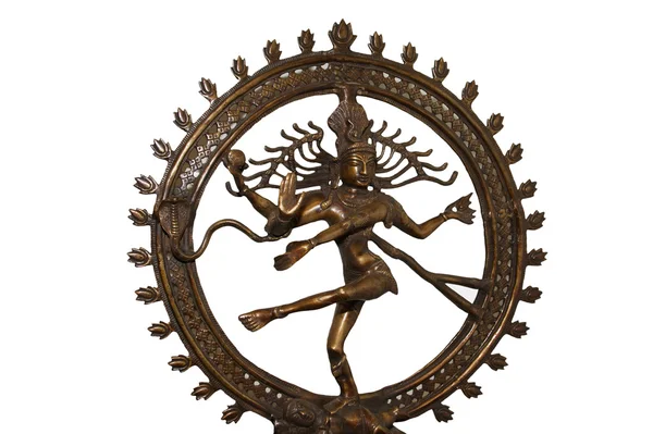 Indischer Hindu-Gott shiva nataraja - Herr der Tanzstatue isoliert auf weißem Grund — Stockfoto