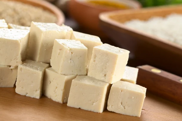 Tofu crudo nei Dices — Foto Stock