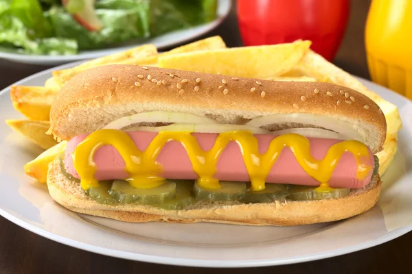 Hotdog with French Fries — Stock Photo, Image