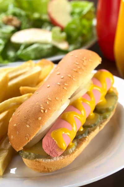 Hotdog with French Fries — Stock Photo, Image
