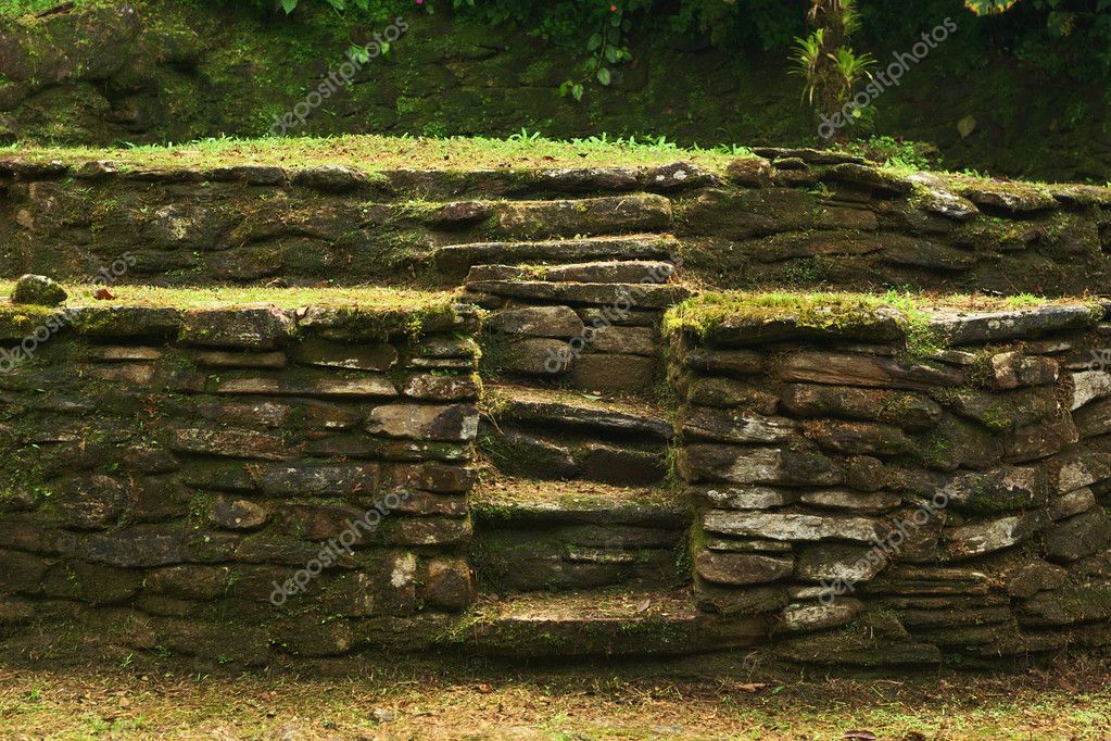 Escaleras de piedra que conducen a una terraza en Ciudad Perdida
