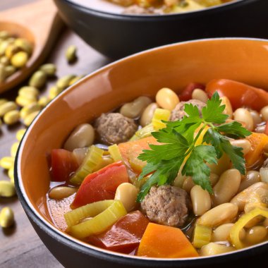 Bean Soup with Meatballs and Other Vegetables clipart