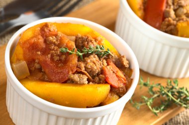 kabak, domates, kıyma çanak