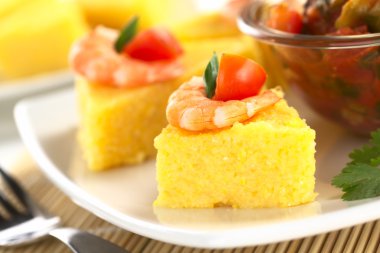 Polenta Slices with Shrimp and Tomato clipart