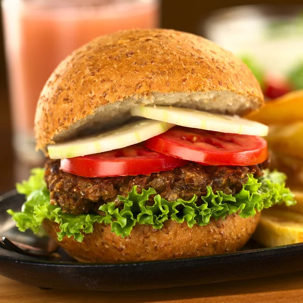 Hambúrguer de lentilha vegetariana — Fotografia de Stock