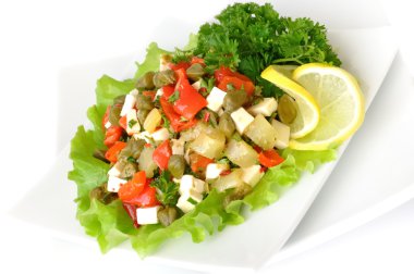 Salad with peppers and capers clipart