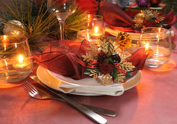 Fragment table setting for Christmas and New Year — Stock Photo, Image