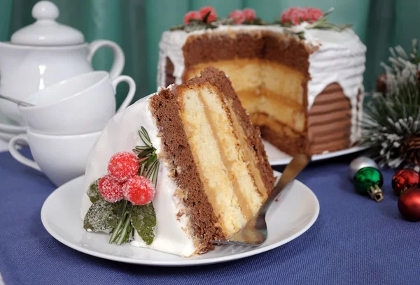 Een stuk van kerst cake — Stockfoto