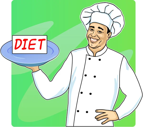 Gancio con piatto e menù dietetico — Vettoriale Stock