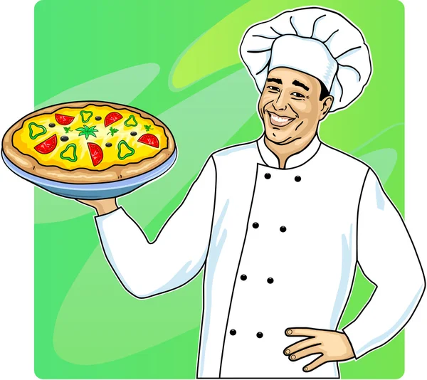 Cozinhe com pizza — Vetor de Stock
