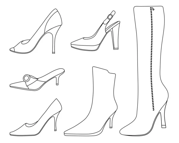 女性の靴のコレクション — ストックベクタ