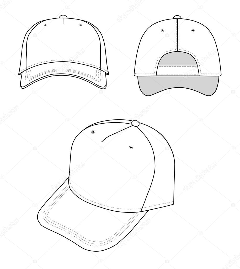 Outline cap vector illustration isolated on white. EPS8 file available. You can change the color or you can add your logo easily.