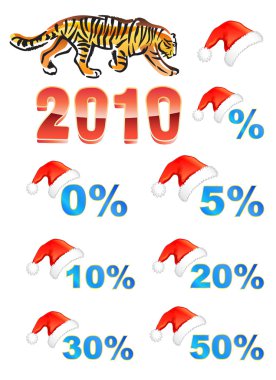 Christmas hat, discounts, tiger clipart