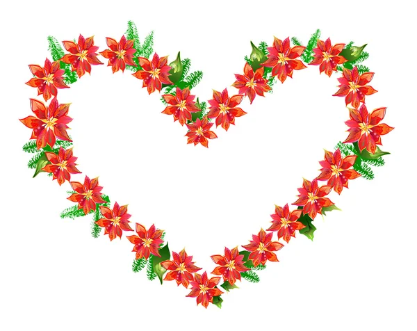 Julstjärna hjärta — Stock vektor