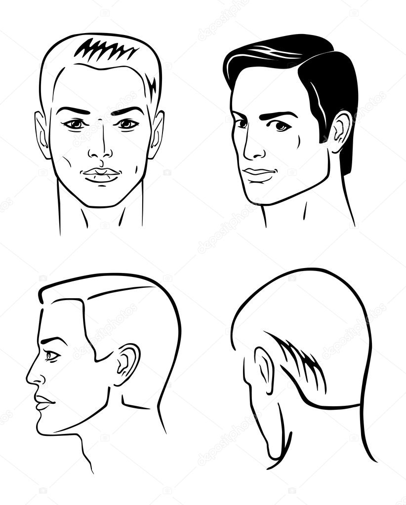Four man outline faces
