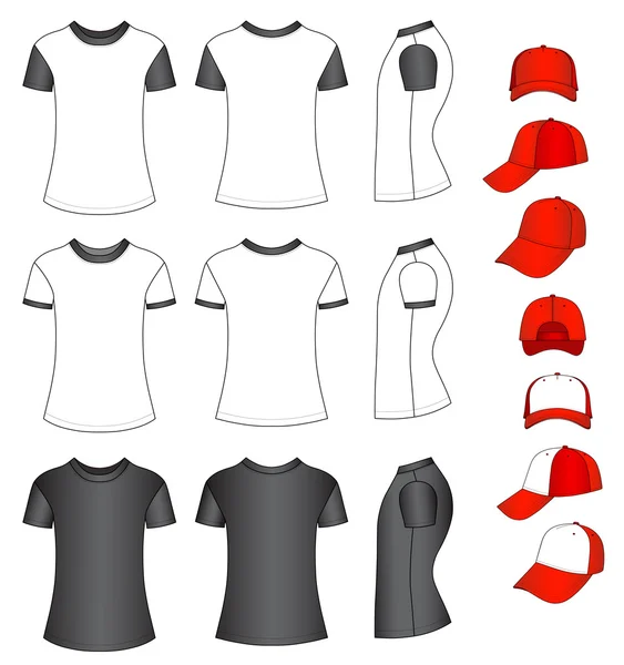 Camisas e bonés de beisebol — Vetor de Stock