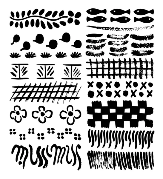 Collection of natural impressionism brush patterns — Stock Vector