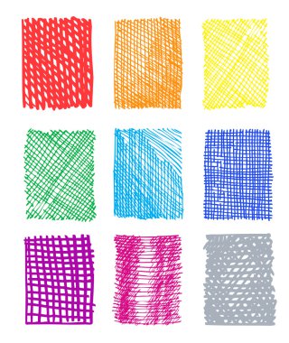 Artistic hand-drawn colored rectangled patterns clipart